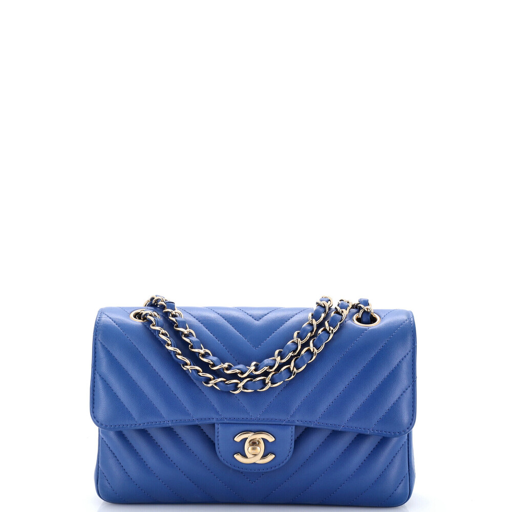 Chanel Small Classic Double Flap Bag Chevron Lambskin